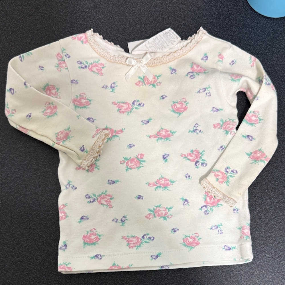 Carter's Cream Long-Sleeve Top with Pink Floral Print